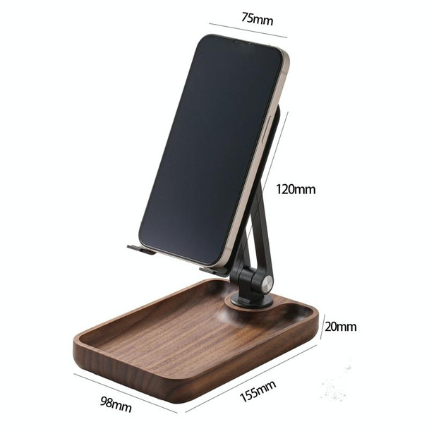 Beech Wood Desktop Mobile Phone Stand Lifting Folding Tablet Holder with Tray Base