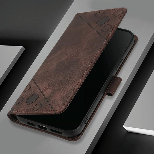 For Xiaomi Poco F6 Skin Feel Embossed Leather Phone Case(Brown)