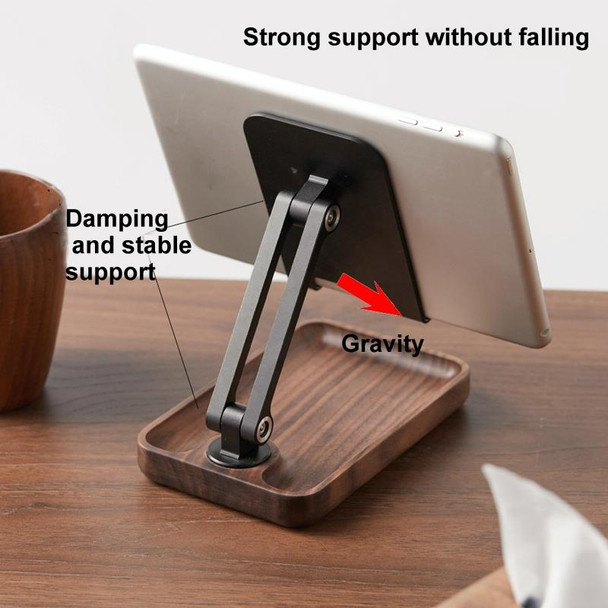 Walnut Desktop Mobile Phone Stand Lifting Folding Tablet Holder with Tray Base