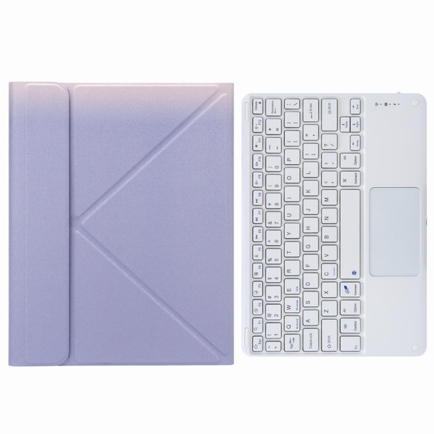 H-097C Touch Bluetooth Keyboard Leather Case with Rear Three-fold Holder - iPad 9.7 2018 & 2017(Purple)