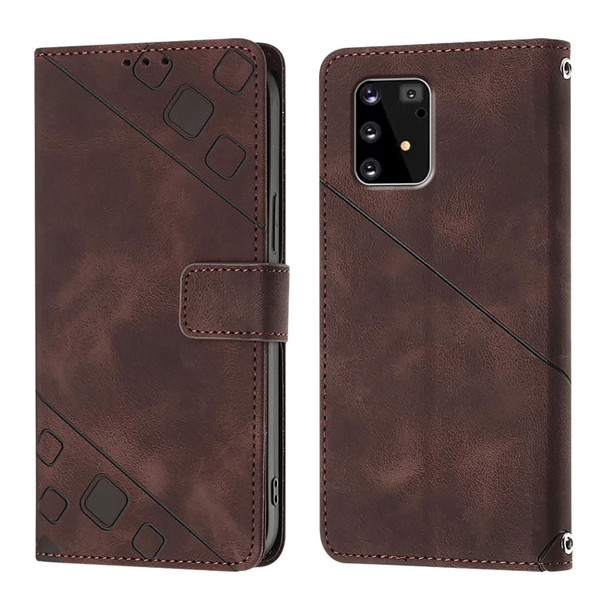 For Samsung Galaxy A91 / M80s / S10 Lite Skin Feel Embossed Leather Phone Case(Brown)