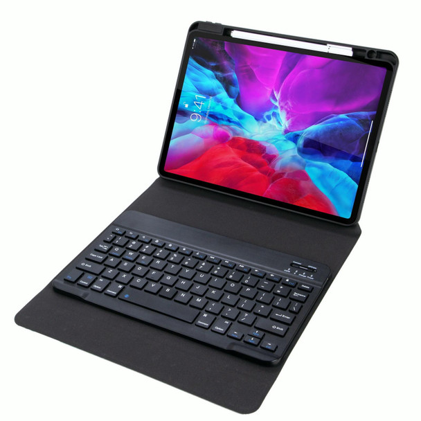 H-097 Bluetooth Keyboard Leather Case with Rear Three-fold Holder - iPad 9.7 2018 & 2017(Black)