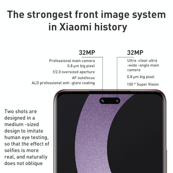 Xiaomi Civi 2 5G, 50MP Camera, 8GB+256GB, Triple Back Cameras + Dual Front Cameras, In-screen Fingerprint Identification, 4500mAh Battery, 6.55 inch MIUI 13 / Android 12 Snapdragon 7 Octa Core 4nm up to 2.4GHz, Network: 5G, NFC (White)