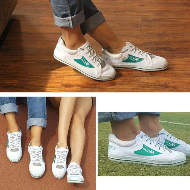 MINGREN Student Canvas Shoes Casual Antiskid Retro Sneakers, Size: 37(White Green)