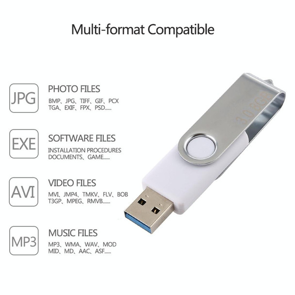 8GB Twister USB 3.0 Flash Disk USB Flash Drive (White)