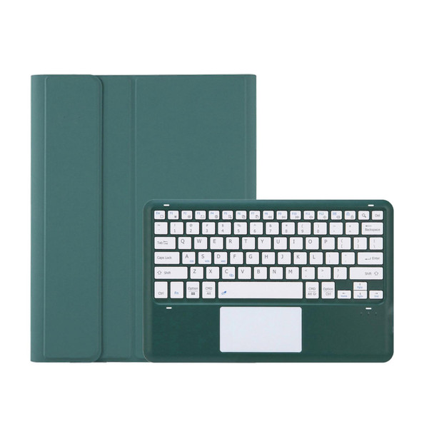 T12B-A Detachable Touch Pad Bluetooth Keyboard Leather Tablet Case - iPad Pro 12.9 inch 2021/2020/2018(Dark Green)