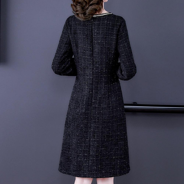 Long Sleeve Mid-length Dress (Color:Black Size:S)