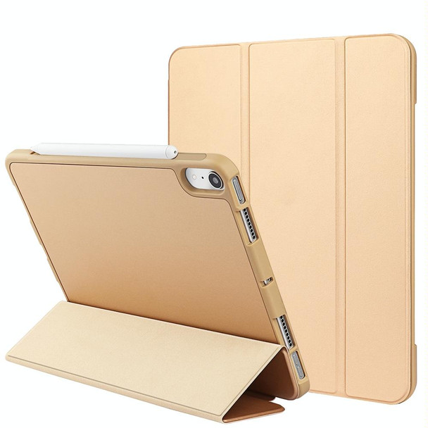 3-Fold Holder Shockproof Leatherette Smart Tablet Case for iPad mini 6(Gold)