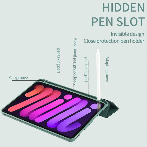 3-Fold Holder Shockproof Leatherette Smart Tablet Case for iPad mini 6(Light Green)