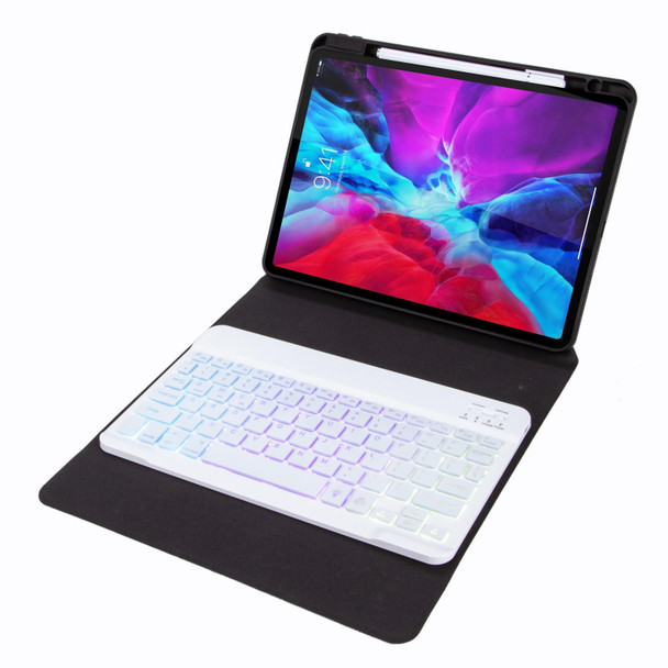 H-109S3 Tri-color Backlight Bluetooth Keyboard Leather Case with Rear Three-fold Holder - iPad Pro 11 inch 2021 & 2020 & 2018 / Air 2020 10.9(Purple)