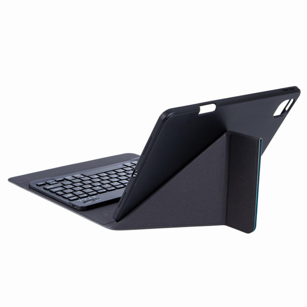 H-097S3 Tri-color Backlight Bluetooth Keyboard Leather Case with Rear Three-fold Holder - iPad 9.7 2018 & 2017(Dark Night Green)