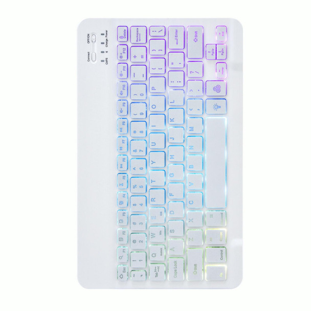 H-102S3 Tri-color Backlight Bluetooth Keyboard Leather Case with Rear Three-fold Holder - iPad 10.2 2020 & 2019 / Pro 10.5 inch(Rainbow)