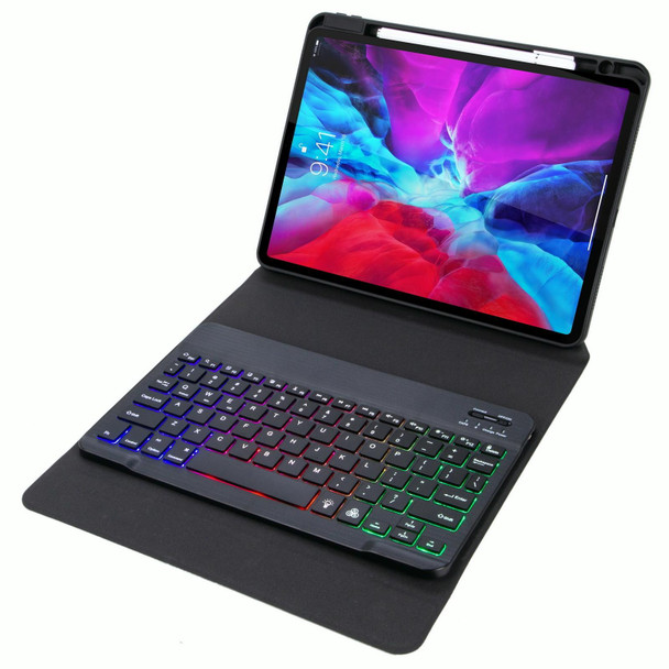 H-102S3 Tri-color Backlight Bluetooth Keyboard Leather Case with Rear Three-fold Holder - iPad 10.2 2020 & 2019 / Pro 10.5 inch(Dark Night Green)