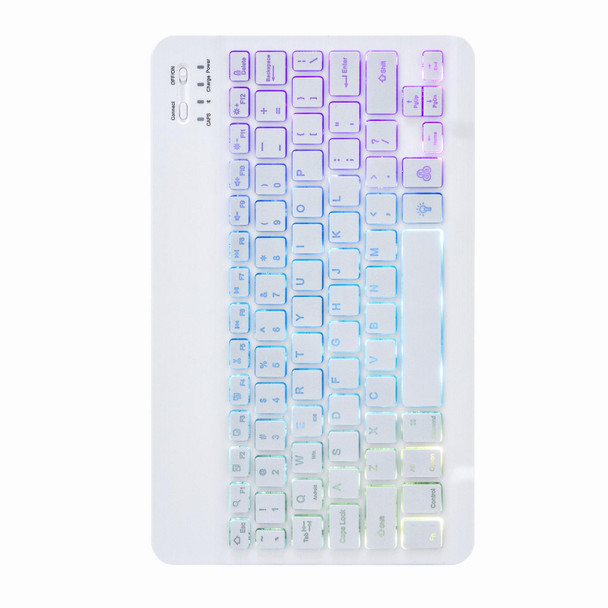 H-102S3 Tri-color Backlight Bluetooth Keyboard Leather Case with Rear Three-fold Holder - iPad 10.2 2020 & 2019 / Pro 10.5 inch(Purple)
