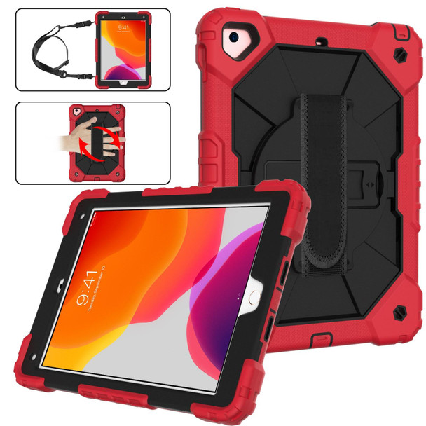 Contrast Color Robot Shockproof Silicon + PC Protective Case with Holder & Shoulder Strap - iPad 9.7 (2018) & (2017) / Air 2 / Air(Red+Black)