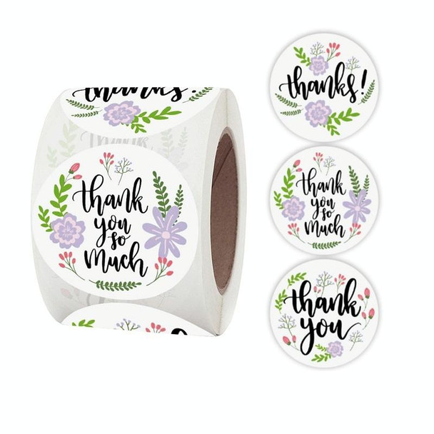 5 PCS Roll Floral Thank You Sticker Birthday Party Gift Packaging Label, Size: 38mm / 1.5 Inch(A-133-38mm)