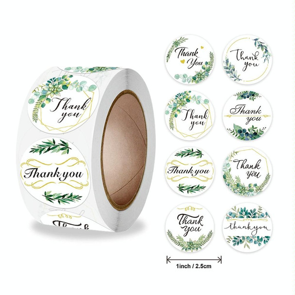 10 Rolls Thank You Floral Sticker Wedding Gift Decoration Label, Size: 2.5cm / 1inch(A-297)