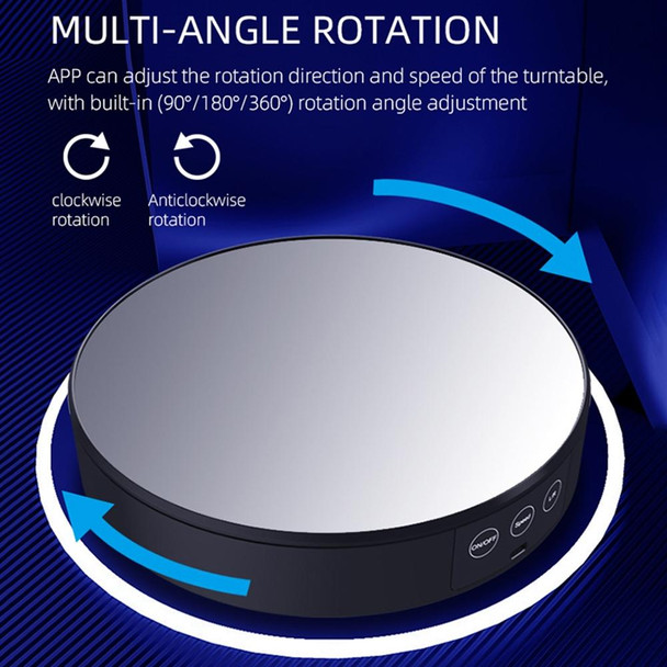 Intelligent APP Screen Display Electric Rotating Turntable Mirror Display Stand Live Broadcast Video Shooting Props Turntable(Blue Light)