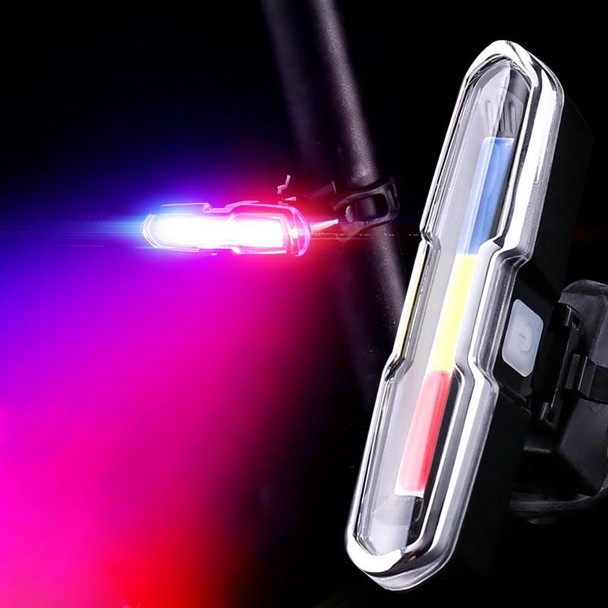 Bicycle Light USB Charging LED Warning Light Night Riding COB Tail Light, Specification: 7505C Red White Blue Light