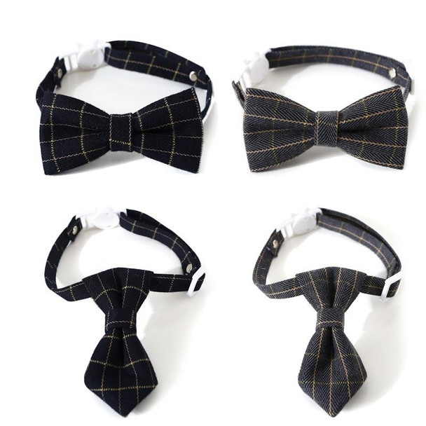 4 PCS Pet Sub-Bow Tie Adjustable Cat Dog Collar Accessories, Style:Tie, Size:S 17-32cm(Black)