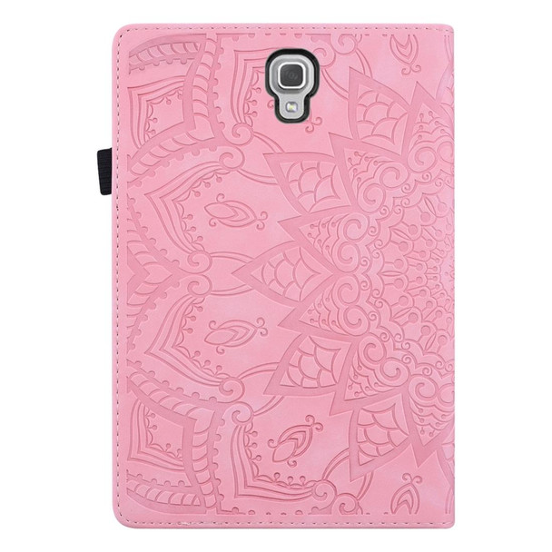 Galaxy Tab A 10.5 T590 / T595 Calf Pattern Double Folding Design Embossed Leather Case with Holder & Card Slots & Pen Slot & Elastic Band(Pink)