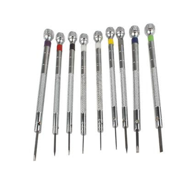 9 PCS 0.5mm-2.5mm Watch Repair Screwdriver Tools Set Kit(Silver)