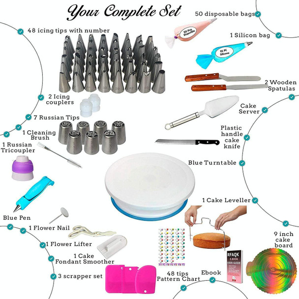 124-in-1 Cake Turntable Piping Nozzle Piping Bag Baking Tool Set