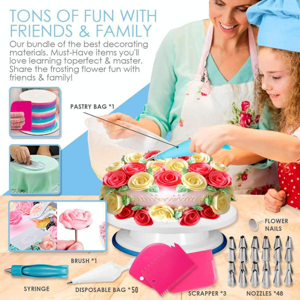 124-in-1 Cake Turntable Piping Nozzle Piping Bag Baking Tool Set