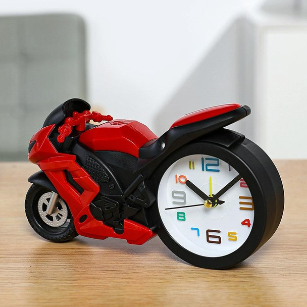 Motorcycle Alarm Clock Ornaments Creative Child Gift Clock(Red Motorcycle Racing)