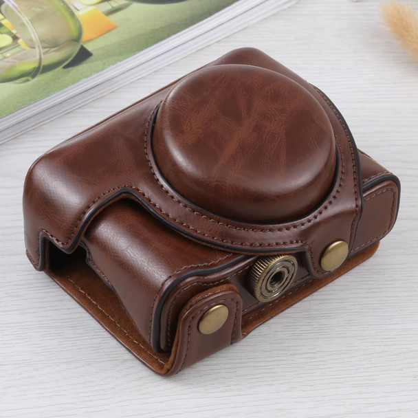 Full Body Camera PU Leather Case Bag for Sony ZV-1(Coffee)