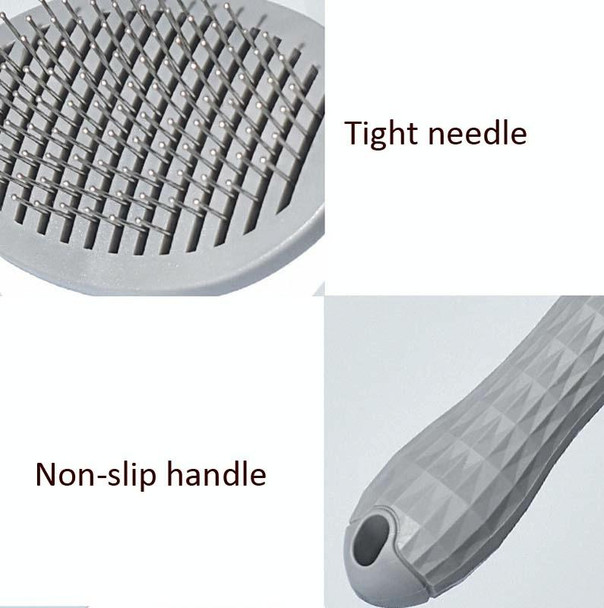 2 PCS Stainless Steel Needle Automatic Cleaning Pet Hair Removal Dog Brush Pet Comb(Gray Fine Needle)