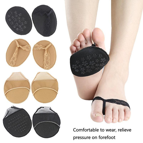 5 Pairs Invisible And Comfortable Sponge Thickened Half Pad Sweat-Absorbent And Breathable Forefoot Pad(People Black)