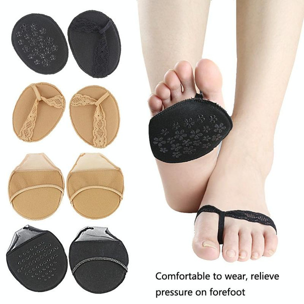 5 Pairs Invisible And Comfortable Sponge Thickened Half Pad Sweat-Absorbent And Breathable Forefoot Pad(Fish Mouth Black)