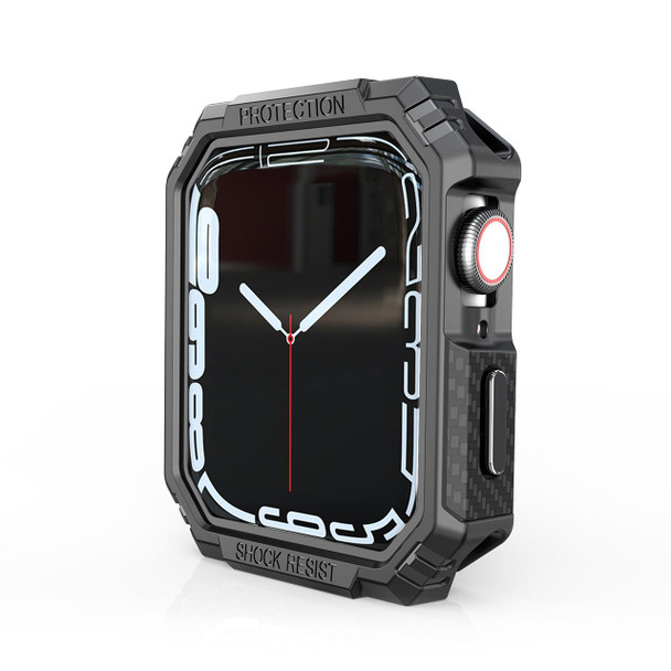 Carbon Fiber Contrast Color Protective Case - Apple Watch Series 7 45mm(Pewter)