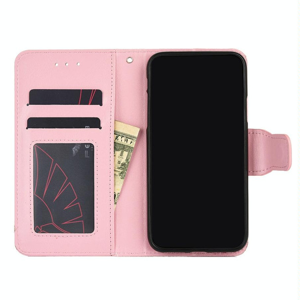 Crystal Texture Horizontal Flip Leatherette Case with Holder & Card Slots & Wallet - iPhone 12 / 12 Pro(Pink)
