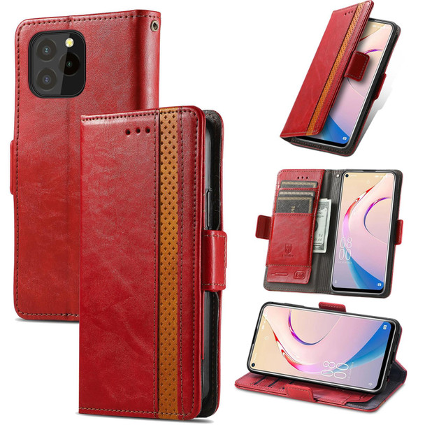 Oukitel C21 Pro CaseNeo Business Splicing Dual Magnetic Buckle Horizontal Flip PU Leather Case with Holder & Card Slots & Wallet(Red)