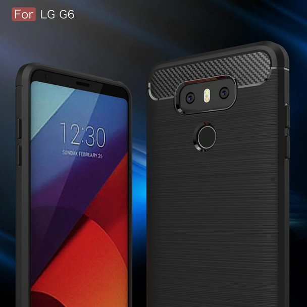 LG G6 Brushed Carbon Fiber Texture Shockproof TPU Protective Cover Case(Black)