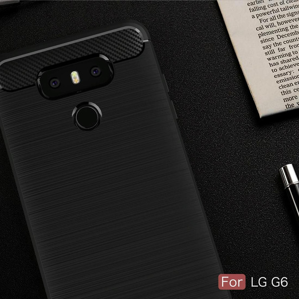 LG G6 Brushed Carbon Fiber Texture Shockproof TPU Protective Cover Case(Black)