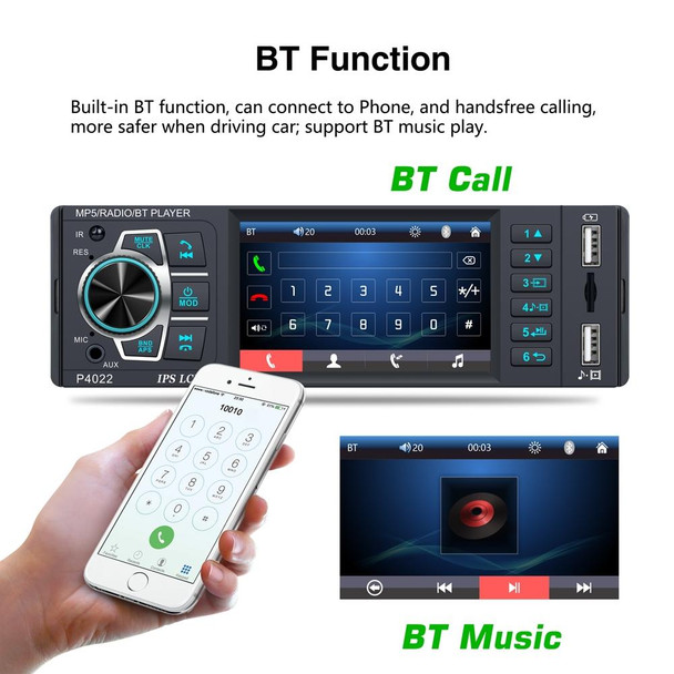 P4022 3.8 inch Universal Car Radio Receiver MP5 Player, Support FM & Bluetooth & TF Card with Remote Control