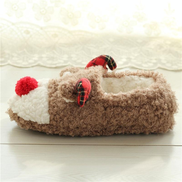 Elk Slippers Cute Thick-Soled With Heel Cotton Slippers Autumn And Winter Cotton Slippers, Colour: Brown(36)