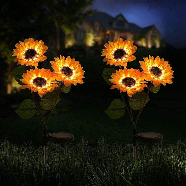 Solar Sunflower Decoration Light LED Garden Lawn Landscape Light, Specification: Three Heads