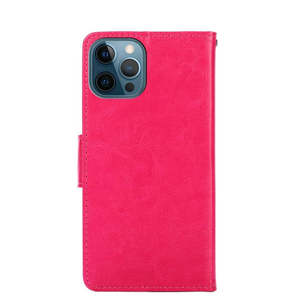 Crystal Texture Horizontal Flip Leatherette Case with Holder & Card Slots & Wallet - iPhone 12 Pro Max(Rose Red)