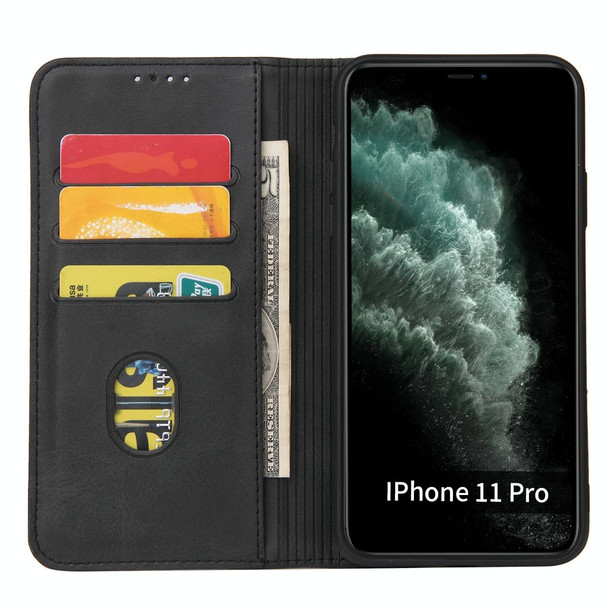 Calf Texture Magnetic Horizontal Flip Leatherette Case with Holder & Card Slots & Wallet - iPhone 11 Pro(Black)