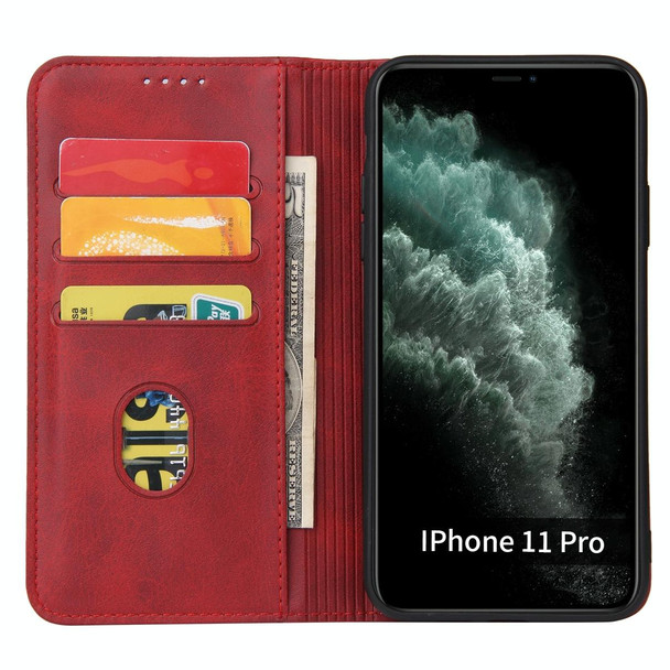 Calf Texture Magnetic Horizontal Flip Leatherette Case with Holder & Card Slots & Wallet - iPhone 11 Pro(Red)