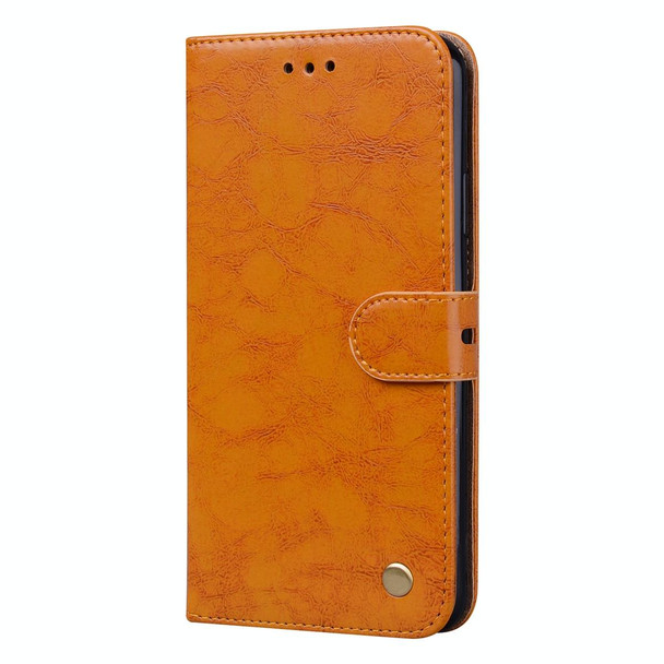 Business Style Oil Wax Texture Horizontal Flip Leatherette Case with Holder & Card Slots & Wallet - iPhone 13 mini(Yellow)