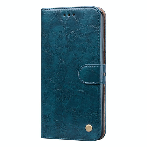 Business Style Oil Wax Texture Horizontal Flip Leatherette Case with Holder & Card Slots & Wallet - iPhone 13(Blue)