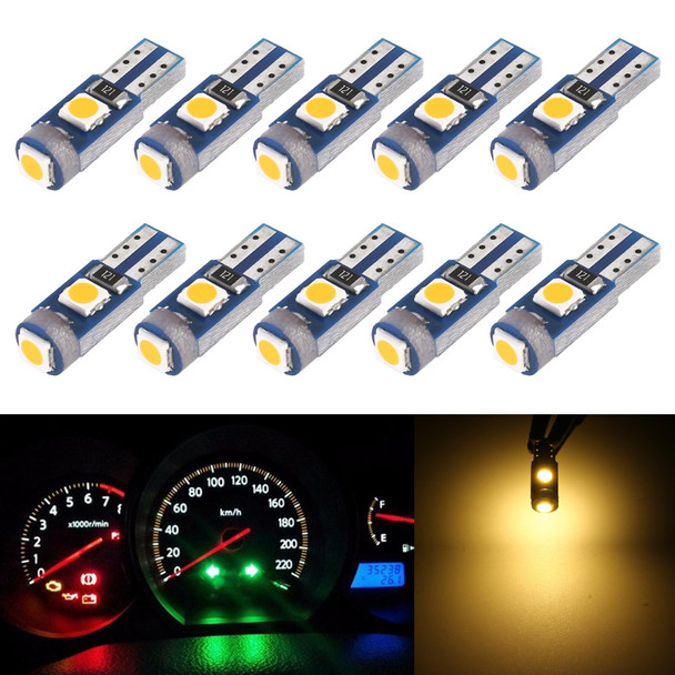 10 in 1 Car T5 0.2W DC12V Instrument Panel LED Decorative Light(Yellow Light)