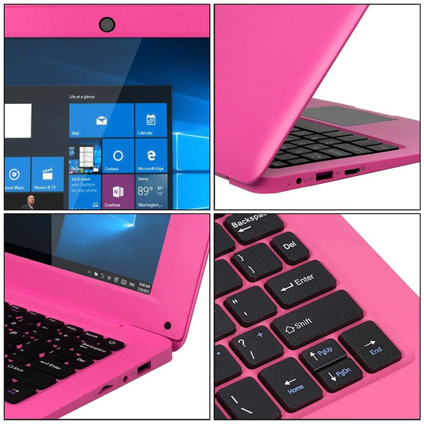 3350 10.1 inch Laptop, 6GB+64GB, Windows 10 OS, Intel Celeron N3350 Dual Core CPU 1.1-2.4Ghz, Support & Bluetooth & WiFi & HDMI, EU Plug(Pink)