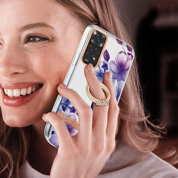 Xiaomi Redmi Note 11S / Note 11 4G Global Ring IMD Flowers TPU Phone Case(Purple Begonia)