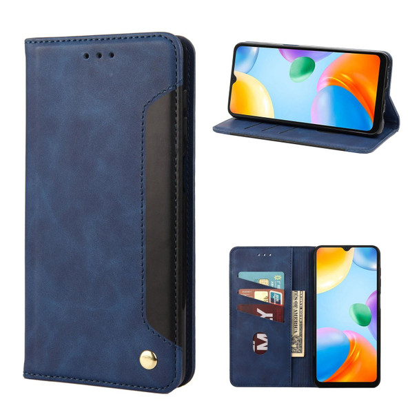 Xiaomi Redmi 10C Skin Feel Splicing Leather Phone Case(Blue)